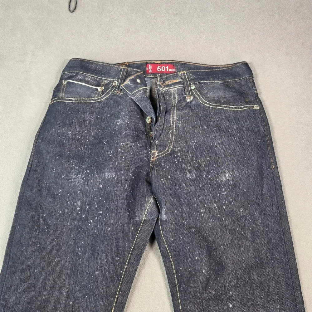 VTG Levis 501 Big‎ E Jeans Mens Made USA Button Paint Stains Denim Fits 29x29